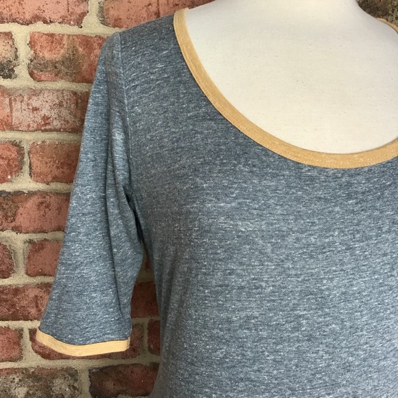 LuLaRoe Nicole Dress XL 18-20 A-Line Blue Grey with Gold Ringer New With Tags! - Picture 6 of 10